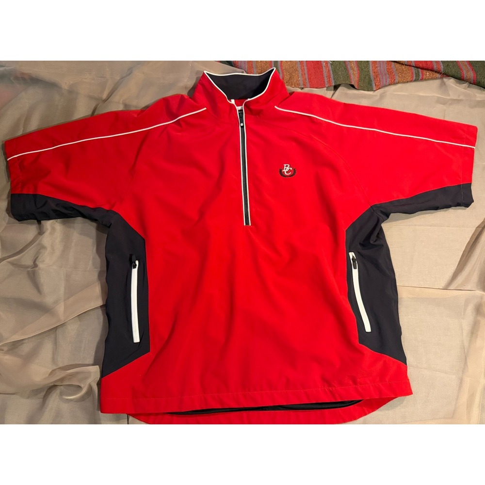FootJoy DryJoys Tour Collection Red Black Half Zip Golf Windshirt Mens XXL